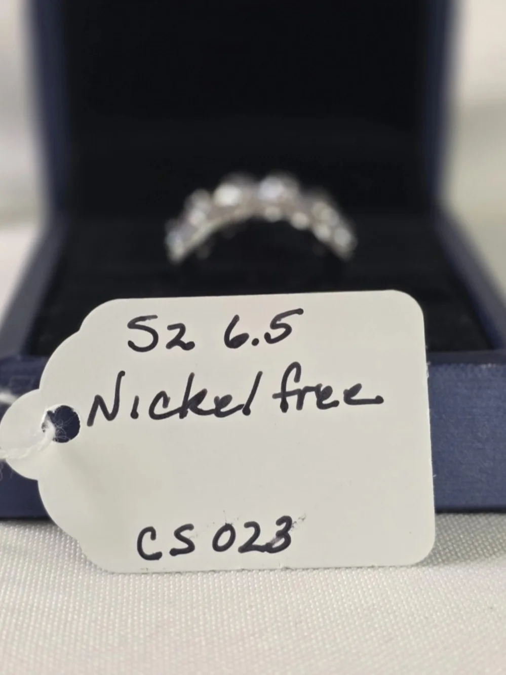 Italo 5 Stone White Sapphire Ring 925 Sterling Silver Size 6.5 New in Box